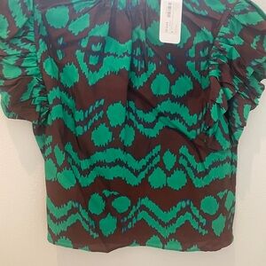 Ulla Johnson Emerald and Chocolate Blouse 6
